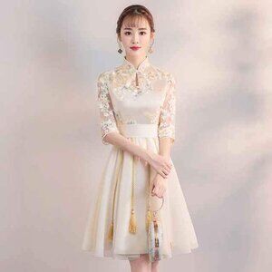 Modern Cream Color Qipao